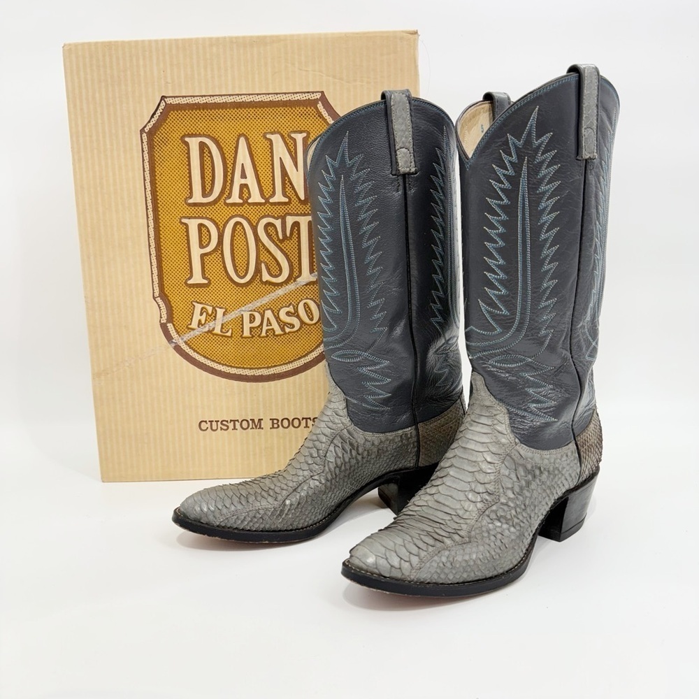 Dan Post El Paso Women’s 8.5 A Grey Back-Cut Python Snakeskin Cowboy Boots
